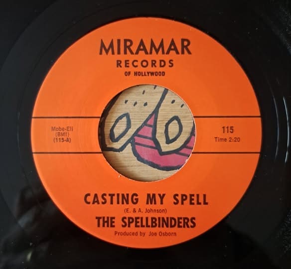Spellbinders – Casting My Spell / To Take A Heart – Miramar Frat rocker club hit version, mixing a Bo beat with the Johnny Otis Original. A pretty unique mix of lazy vocals, laser tight lead guitar and fuzzy rhythm guitar make this a must-have.